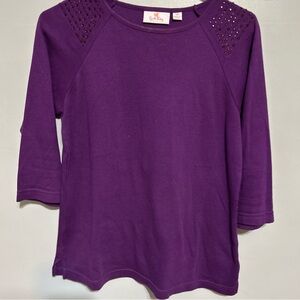 Quacker Factory Rich Purple Top with Studded Detail Size XS